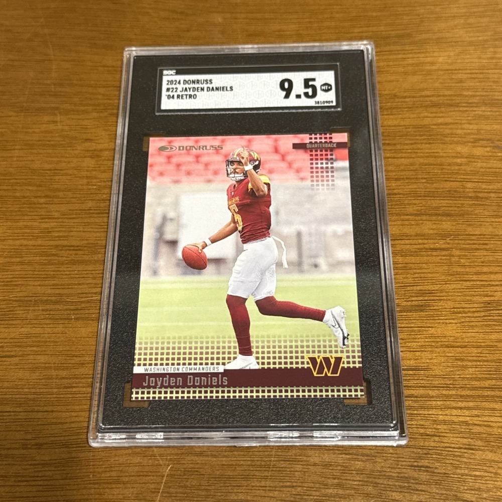 2024 Donruss Football #22 Jayden Daniels '04 Retro Rookie Card SGC 9.5